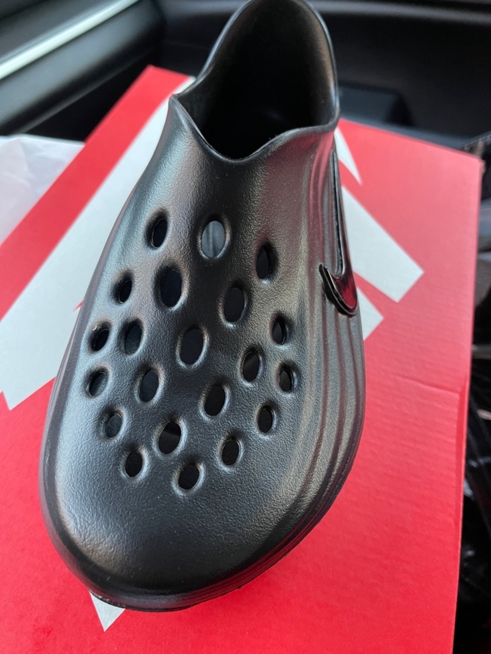 Nike Reactx Rejuvens Black Ventilated Foam Clog w/Gloss Swoosh Size 7W/6M New - Picture 9 of 16